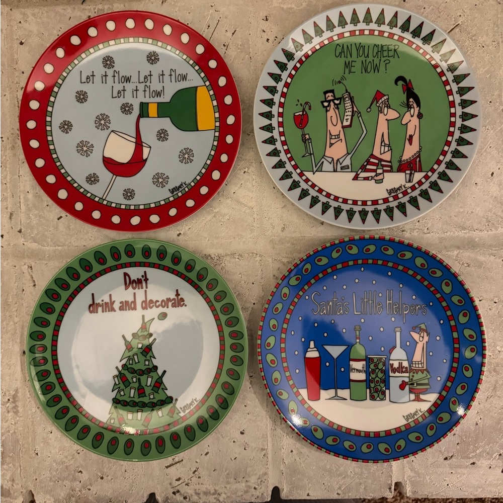 Simply Funny Festive Holiday Themed Appetizer Plates Set